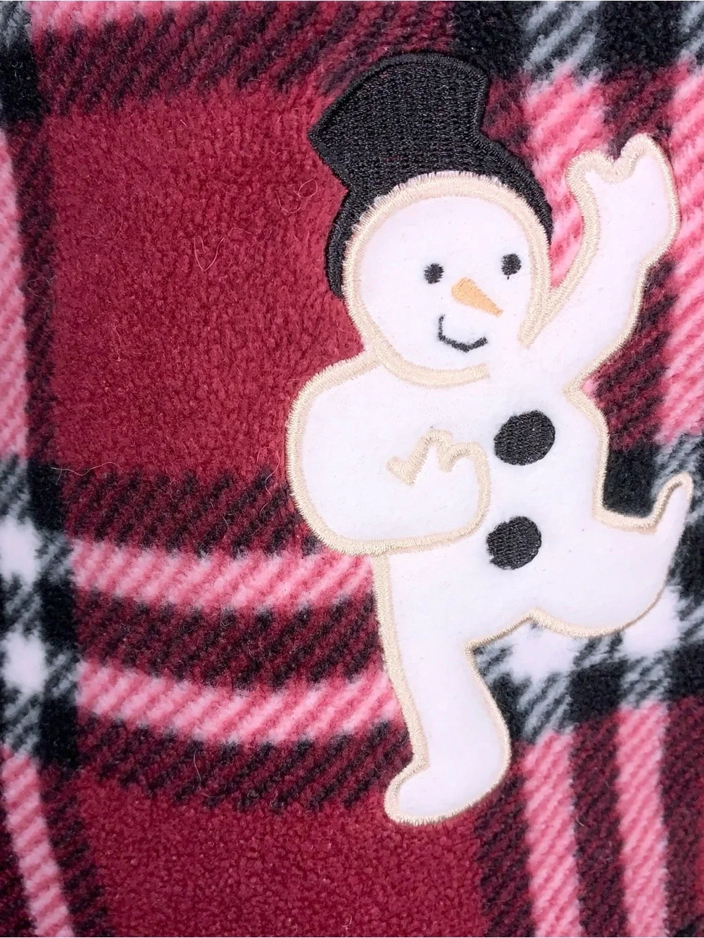 Medium Christopher And Banks Christmas Holiday Fleece Vest Plaid Snowman Plaid